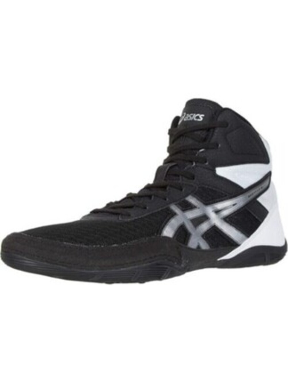 ASICS Matflex Wrestling Shoes Mens 9 41.5 Black & White Silver Boxing MMA 1081A